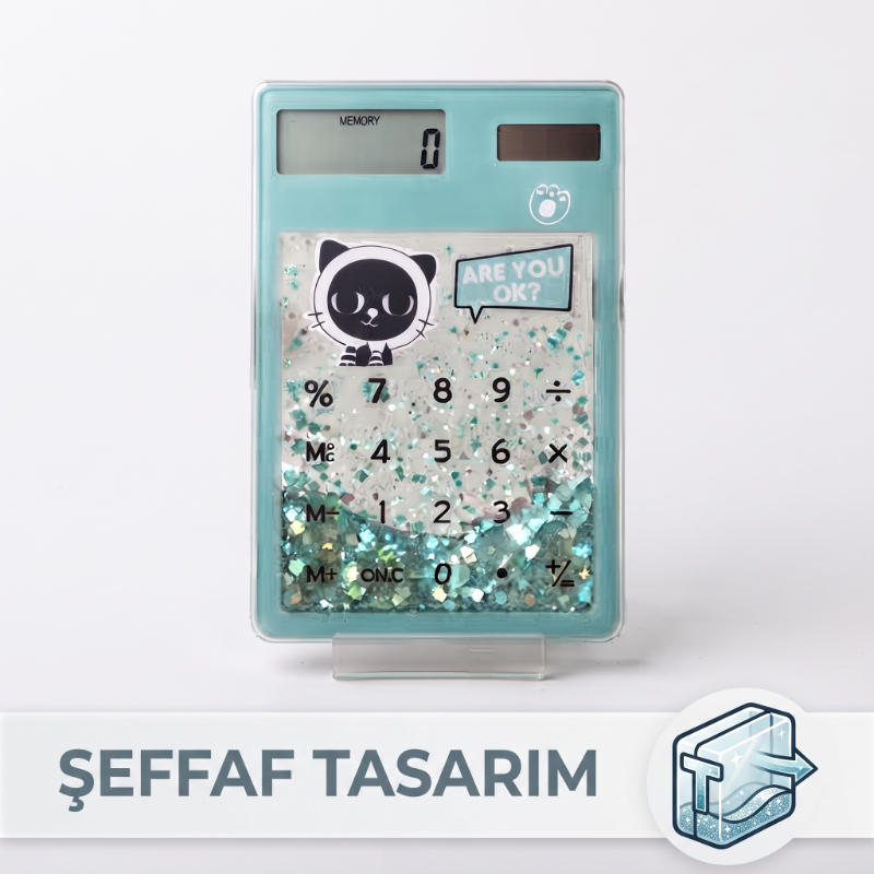 Şeffaf Hesap Makinesi - Sevimli Simli Tasarım - görsel 2